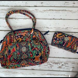 Vera Bradley Venetian Paisley Turn Lock Satchel and Turn Lock Wallet